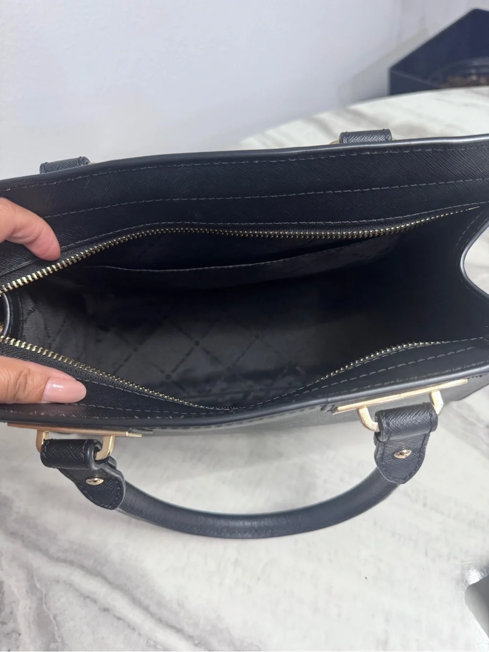 Michael Kors Black Saffiano Leather Top Handle Satchel Tote Bag